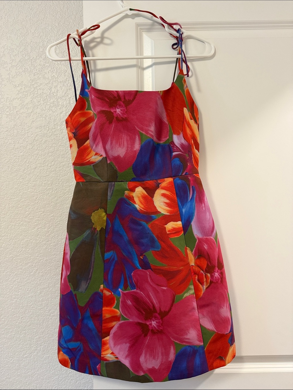NWT Ted Baker Bright Floral Tie-Shoulder Dress — Pink, Red, Blue, Green
